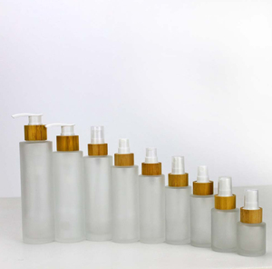 Envases Cosméticos Ecológicos Personalizados, Botella de Vidrio Esmerilado para Loción con Gotero y Pulverizador, Tarro de Crema de Vidrio y Madera con Tapa de Bambú - Product Image 2