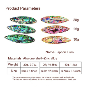 Nouvelle cuillère à pêche en nacre d'ormeau OEM 20g 25g 30g, leurre artificiel à paillettes, réalisme élevé <span class=keywords><strong>pour</strong></span> la pêche au saumon, à la <span class=keywords><strong>truite</strong></span>, en eau salée - Product Image 2
