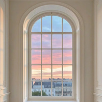 Fenêtre Courbe Battante en Alliage d'Aluminium à Double Vitrage, du Sol au Plafond, Style Français Moderne, Insonorisée, pour Villa et Appartement