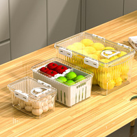 3 packs de réfrigérateur de cuisine hermétique de qualité alimentaire drainage dédié légumes et fruits surgelés boîte de stockage ensemble de conteneurs
