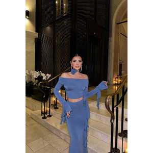 Conjunto Indigo Rose Detail en Varios Tamaños XS S M L XL 2XL 3XL 4XL 5XL Hecho de Tela con Decoración de Botones y Estampado - Product Image 3