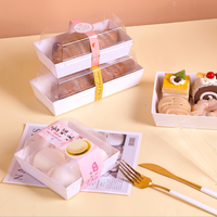 Boîtes pliantes pour pâtisserie en matériaux recyclés 10*10*5cm, blanc kraft brun avec fenêtre et couvercle transparent, boîte à gâteau
