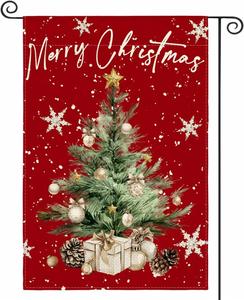 Bandera de Jardín de Poliéster con Impresión Digital a Doble Cara con Diseño de Copo de Nieve y Feliz Navidad, Tamaño Personalizado, para Exteriores, Invierno, Festividades - Product Image 1