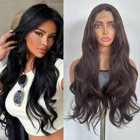 Perruque longue ondulée blonde avec dentelle suisse invisible 13x4, résistante à la chaleur, pour femmes, pré-épilée, effet naturel