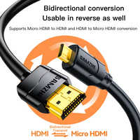 Câble Micro HDMI 2.0 en PVC noir SAMZHE, 4K60Hz 1080P, conversion HDTV pour caméra, ordinateur portable, moniteur, téléviseur et projecteur