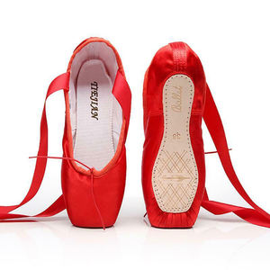 Chaussons <span class=keywords><strong>de</strong></span> <span class=keywords><strong>danse</strong></span> classique professionnels en satin avec ruban pour l'école ou la maison - Product Image 3