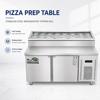 Table de préparation réfrigérée commerciale en acier inoxydable pour pizzas, plan de travail pour salades, vitrine réfrigérée pour sandwichs, équipement de cuisine pour restaurant