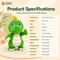 Peluche Dinosaure Vert IA à Picots Jaunes, Clonage Vocal ChatGPT 69 Langues, Mémoire Longue Durée, Compagnon Émotionnel pour Enfants 2.4G