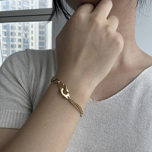 <span class=keywords><strong>Bracelet</strong></span> menottes en acier inoxydable plaqué <span class=keywords><strong>or</strong></span> 18 carats pour femmes Boho Retro Thick Twist Figaro Chain Party Trendy Jewelry New - Product Image 1