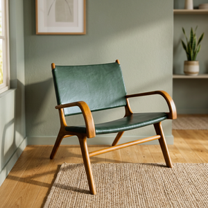 Fauteuil de patio extérieur moderne en teck massif avec assise et dossier rembourrés en mousse - Product Image 3