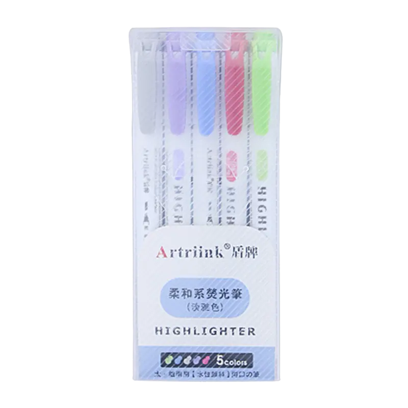 Soft Multi Color Highlighter Markierung stift Doppel köpfiger fluor zieren der Stift Mark Pen Cute Hot Selling Zebra 5 Farben Set Pastellfarbe