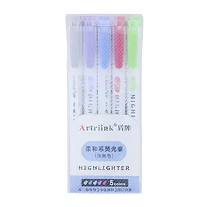 Yumuşak çok renkli vurgulayıcı işaretleyici kalem çift başlı floresan kalem işaret kalemi sevimli sıcak satış Zebra 5 renk seti Pastel renk