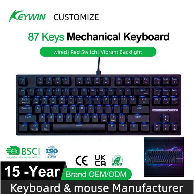 Factory Custom 80% RGB Mechanical Gaming Keyboard RGB Hotswap 87 Keys Red Switch Gaming Mechanical Keyboard