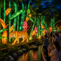 Spectacle de lumière commercial au zoo avec des expositions de lanternes sur le thème de la faune et des expériences interactives pour les visiteurs