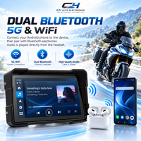 Écran CarPlay pour moto CH, étanche, avec GPS et double caméra embarquée pour Bluetooth et Android Auto
