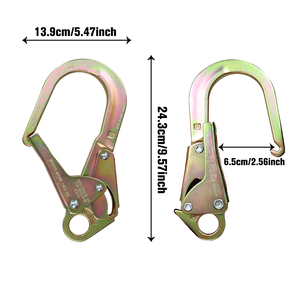 Crochet <span class=keywords><strong>de</strong></span> sécurité robuste en acier forgé, plaqué <span class=keywords><strong>zinc</strong></span> jaune, ANSI Z359.12 CSA Z259.12, 25 kN, ouverture 65 mm, pour échafaudage et barres d'armature - Product Image 2