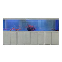 Aquarium sur mesure extra long de luxe avec armoire en aluminium gris et verre ultra clair, cloison décorative pour salon