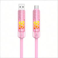 Kabel Data USB Type-C 4-in-1 240W dengan Lampu Ambient Gradien, Pengisian Cepat 5A, Desain Kepang Ramah Lingkungan, Kompatibel dengan Kamera
