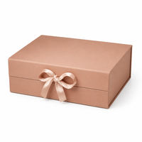 Boîte cadeau rigide personnalisée, finition mate, couvercle à rabat, ruban satiné, nœud rose doré, emballage OEM pour bijoux, cosmétiques, bonbons