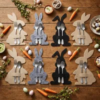 Porte-serviettes lapin en feutre pour Pâques, jolie décoration de table, anneau de serviette pour fête de Pâques, décoration de maison pour les vacances de printemps