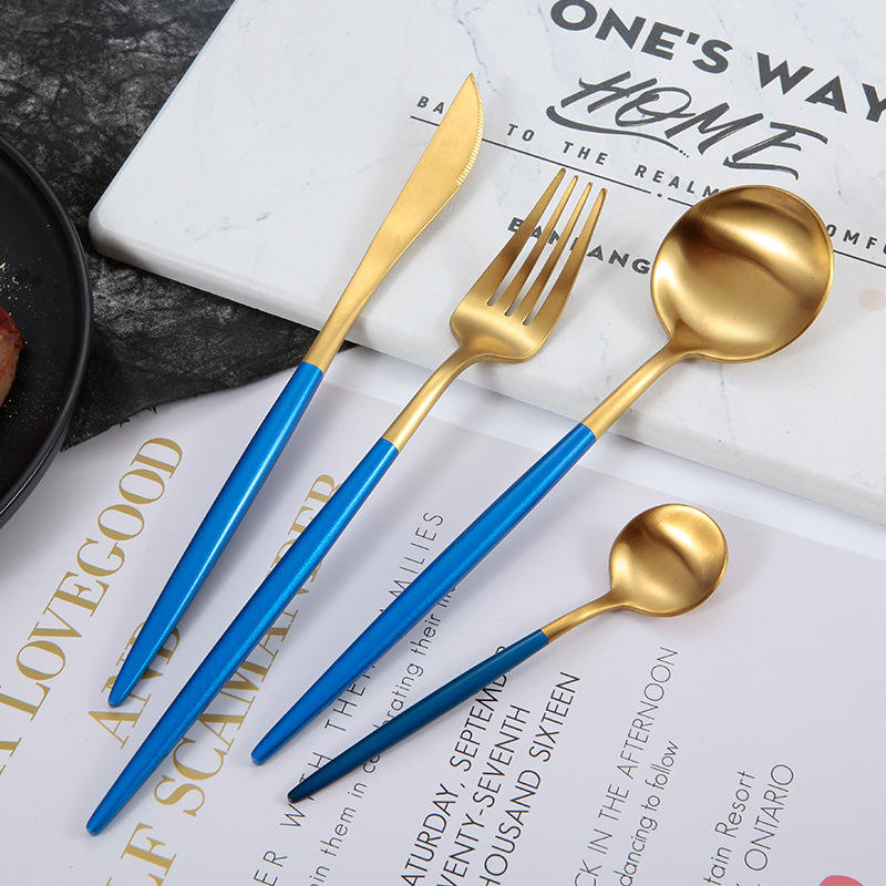 Blue+Gold 4pcs cutlery