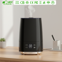 RUNAL Humidificateur ultrasonique intelligent à brume froide, électrique, en plastique, noir, pour bureau, avec télécommande, minuterie et ions négatifs, usage domestique
