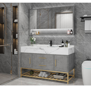 <b>Wall</b> <b>Mounted</b> Sink <b>Cabinet</b> With Double Drawers Bathroom LED Mirror Light <b>Cabinet</b> Furniture Vanity Bathroom <b>Cabinet</b> - Product Image 1