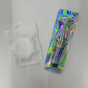 Bolsa de embalaje impresa personalizada Bolsa de cremallera resellable de plástico con holograma frontal transparente para pincel de maquillaje Labio - Product Image 3