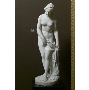 Venus di balneazione in <span class=keywords><strong>pietra</strong></span> bianca a grandezza naturale del giardino con <span class=keywords><strong>la</strong></span> statua della mela - Product Image 3