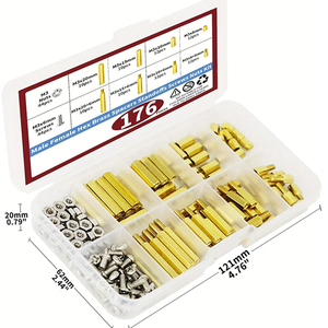 OKYN260305-41 Caja surtida de 176 piezas de espaciadores hexagonales de latón M3 con tornillos y tuercas - Product Image 3