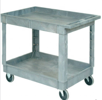 Carrito de Servicio Industrial de Dos Niveles para Almacenamiento de Herramientas, Carro de Plástico con Ruedas de 5 Pulgadas, 40'' de Largo x 26'' de Ancho x 33'' de Alto, Capacidad de 500 LB