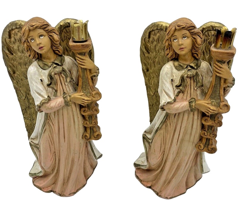 Vintage Gold Winged Angel Statues Figures