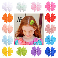 56 couleurs 2.4 pouces solide gros-grain ruban cheveux arcs Clips pour filles à la main nœud papillon épingle à cheveux chapeaux enfants cheveux accessoires
