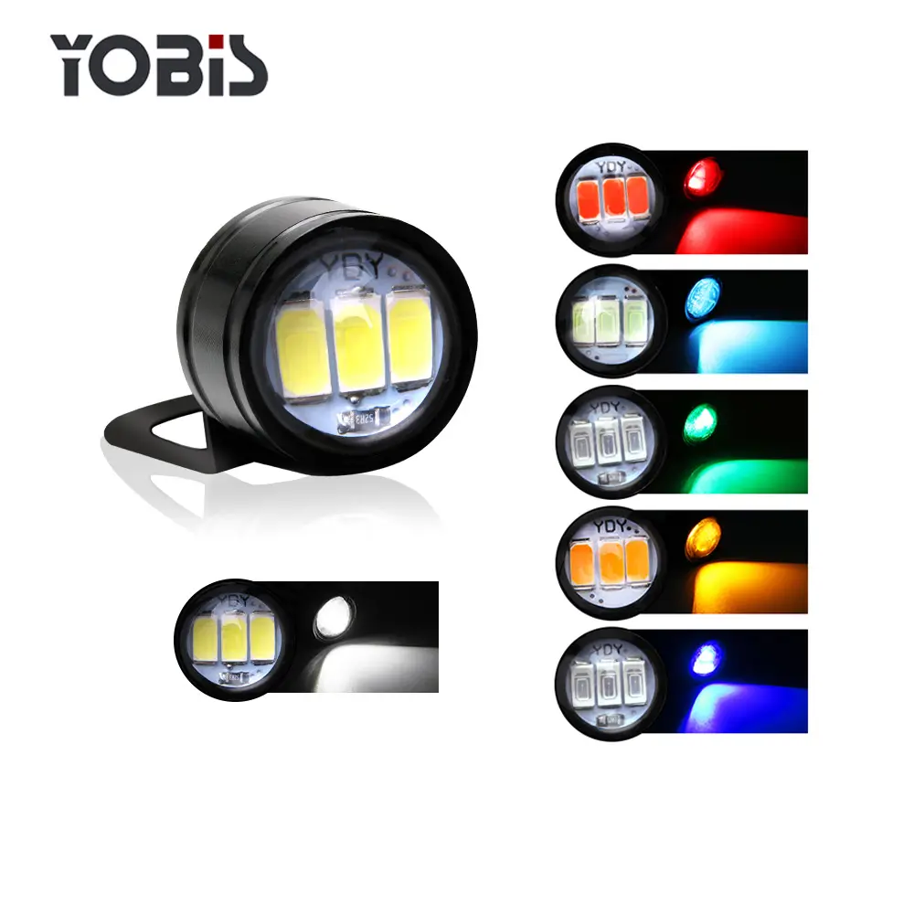 Yobis-Luz LED ojo de águila para motocicleta, Faro de ojo de halcón, modo de Flash estroboscópico, lámpara trasera DRL de montaje en espejo