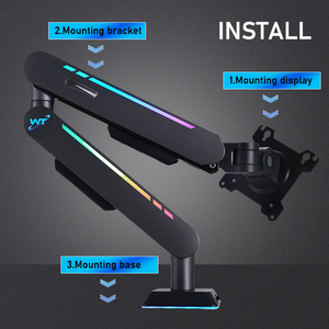 Supporto <span class=keywords><strong>Monitor</strong></span> WT Personalizzabile Nero Nuovo Compatibile con Schermi da 17-34 Pollici, Luci RGB, Rotazione Multi-Asse, Angolo Regolabile a 90 Gradi, Salvaspazio - Product Image 5