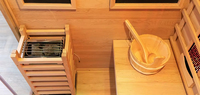 Ruang Sauna Wellness Kayu Solid Finlandia untuk 3 Orang dengan Pemanas Inframerah dan Terapi Cahaya Merah