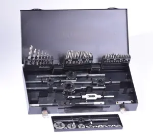 HSS 44pcs Metric Set Round Die Drills Die Stock Tap Wrench Screw Drive Taps And Die Set