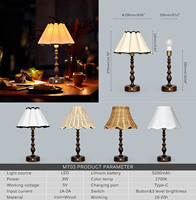 Lampe de table moderne en bois sans fil rechargeable avec LED blanc chaud, base simple E14 pour chevet ou décoration de salon