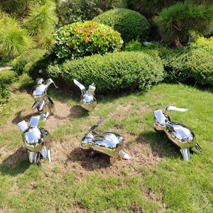 Paisaje de jardín Espejo de acero inoxidable Conejo Combinación Decoración Jardín Abstracto Decoración de piso al aire libre Tesoro - Product Image 3