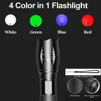 Lampe torche LED rechargeable 4 modes, multifonctionnelle, corps en alliage d'aluminium blanc, rouge, bleu, vert, 10W, chargement USB