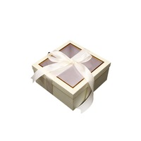 Boîte rigide en carton personnalisée de luxe, colorée, avec couvercle carré, fenêtre transparente et ruban, pour cadeaux de la Saint-Valentin