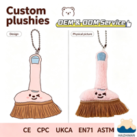 Porte-clés en peluche patte de chat Kawaii, mini balai moelleux, pendentif de sac OEM & ODM (logo et taille personnalisés)