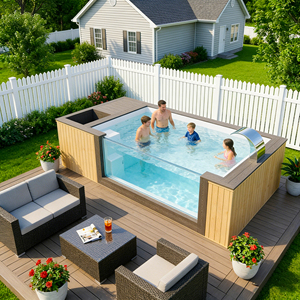 Fiberglass Above Ground Outdoor Swim Spa with Sauna Custom Capacity Wind-Proof UV Resistant & Corrosion-Resistant for Pool - Product Image 4