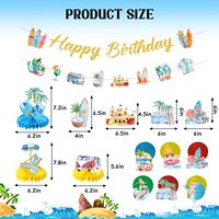 Bannières de joyeux anniversaire sur le thème du surf, décorations de table pour fête d'anniversaire d'été à la piscine, fournitures