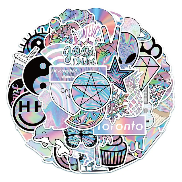 Factory Custom Laser Hologram Sticker Customized WaterProof Adhesive Creative Decoration Label Logo Cute Sticker Roll Label