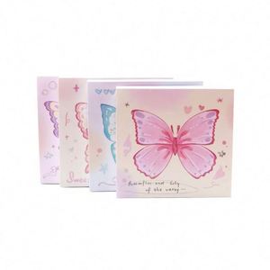 Kawaii Watercolor Butterfly Themed Self-Adhesive <b>Memo</b> <b>Pads</b> Assorted Pastel Pattern Cute Office Daily Stationery Note Taking - Product Image 6