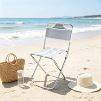 Chaise pliante légère en alliage d'aluminium avec dossier, portable, pour le camping et la plage, mobilier d'extérieur en tissu Oxford