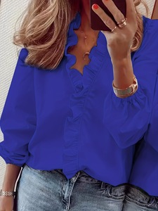 <span class=keywords><strong>Blusa</strong></span> Elegante de <span class=keywords><strong>Manga</strong></span> <span class=keywords><strong>Larga</strong></span> para Mujer, Color Blanco Sólido, en Oferta - Product Image 4