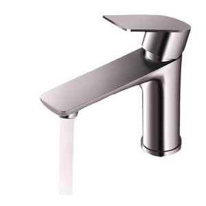 Grifo de lavabo de acero inoxidable con una sola manija, válvula de cerámica, montaje en encimera para lavabo de baño - Product Image 2