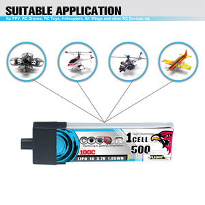 CODDAR RC batteria LiPo 1S 500MAH 3.7V 100C testa in plastica A30 FPV Mini Drone aggiornato da 1S 450MAH - Product Image 5